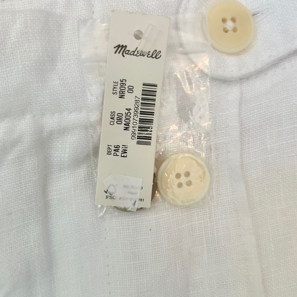 NWT Madewell 100% Linen White Shorts Size 00 - Picture 5 of 6